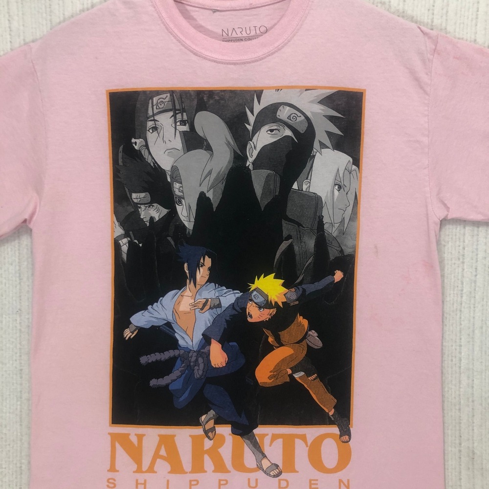 Naruto Shippuden Collection Graphic T-Shirt Pink Medium Sasuke Kakashi Itachi